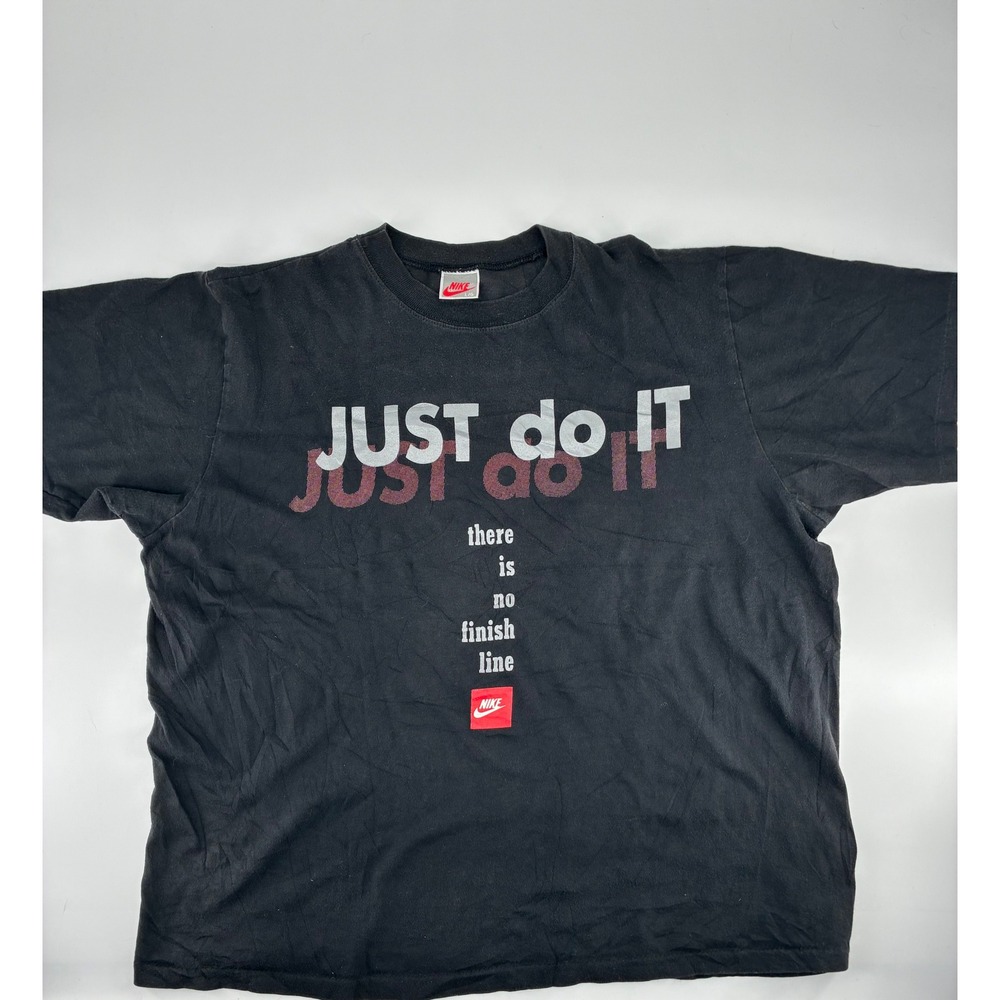 Vintage 90s Nike Just Do It There Is No Finish Line T Shirt Black